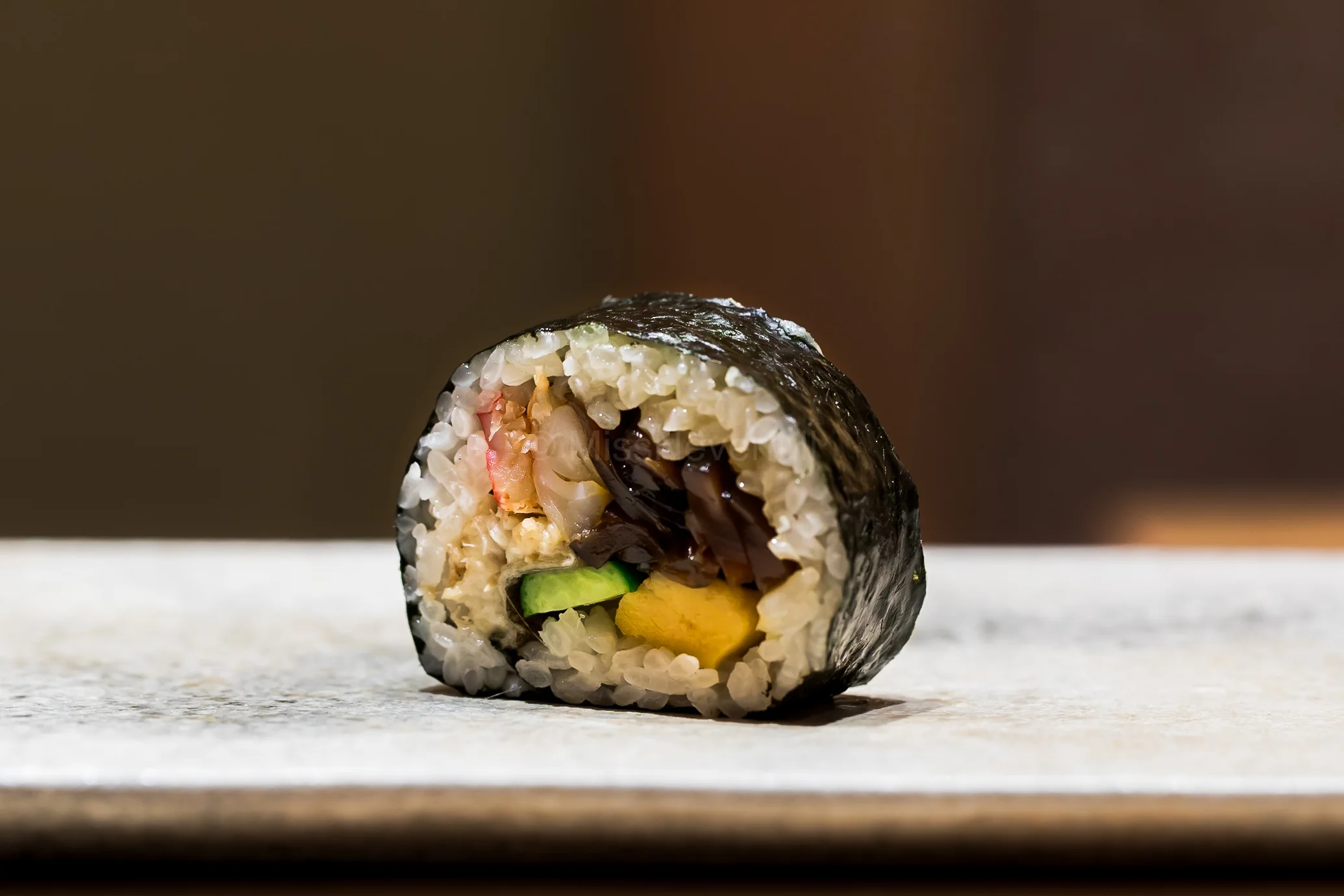 13. Futomaki - with crab, kanpyo, cucumber, tamago and anago inside. Tastes as marvelous as it looks!