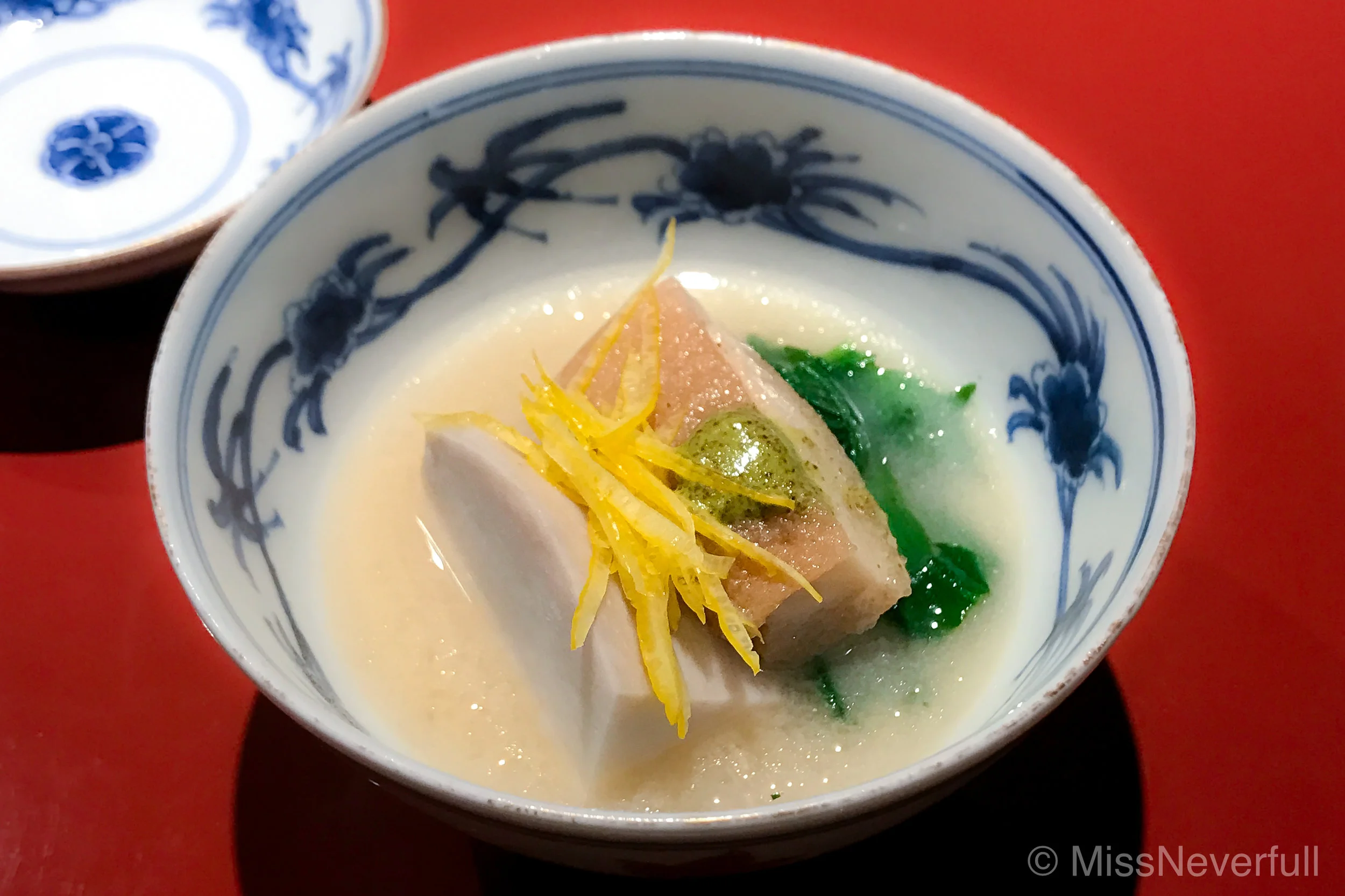 9. White miso soup with ebi-imo