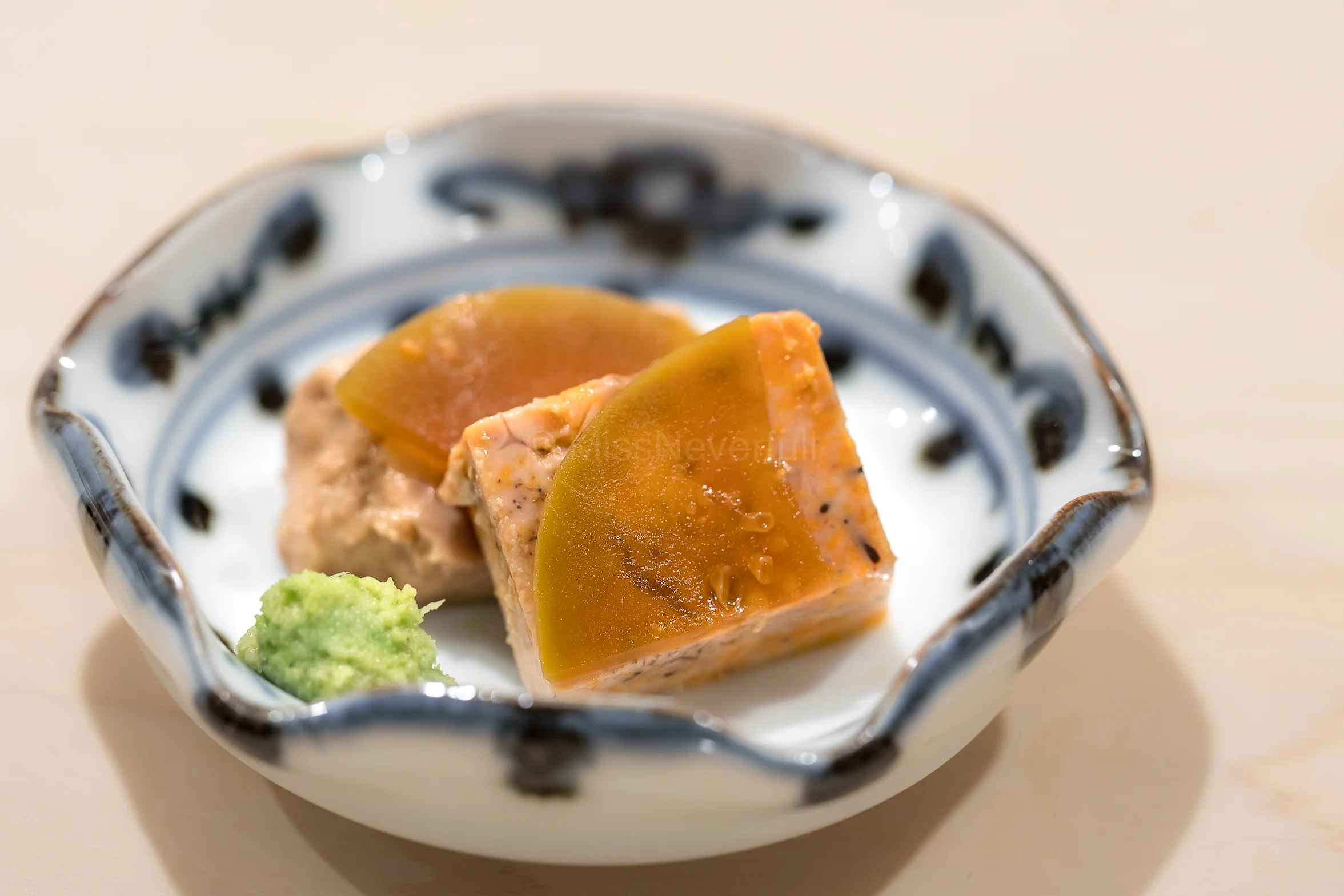 8. Ankimo (monkfish liver) with Nara pickles of baby watermelon
