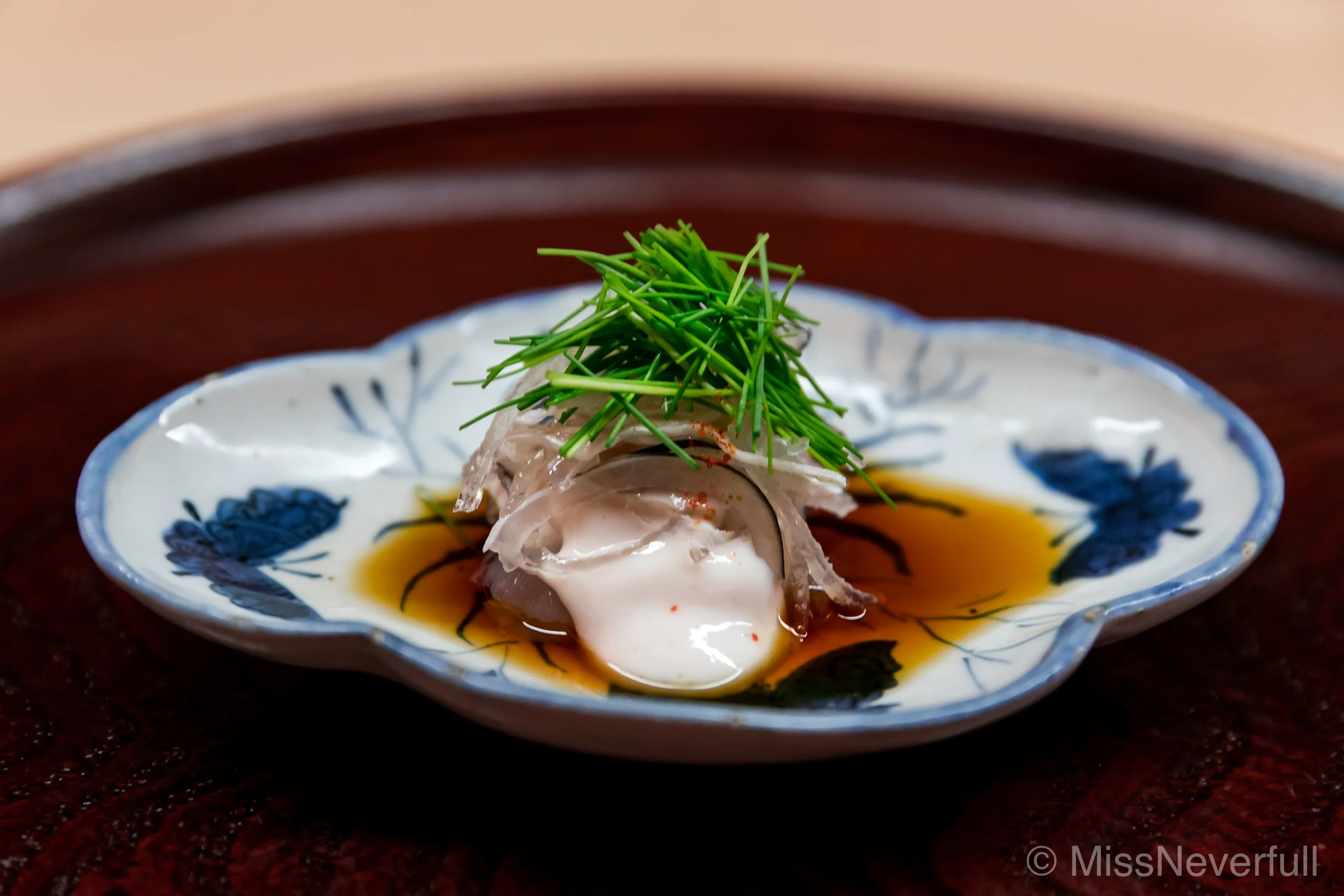 5. Fugu sashimi, shirako, daikon, negi