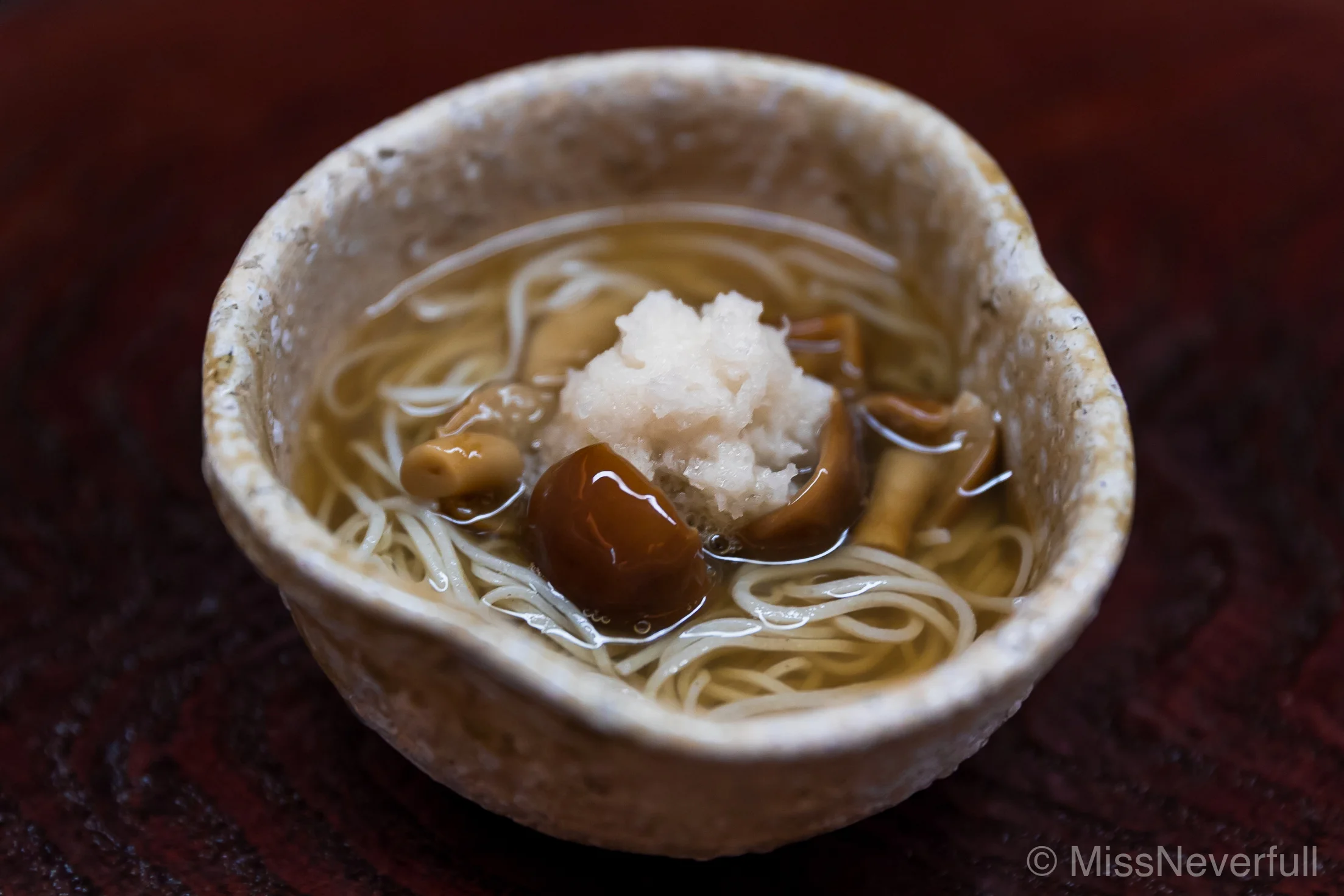 11. Soba, spicy daikon, kinoko mushroom