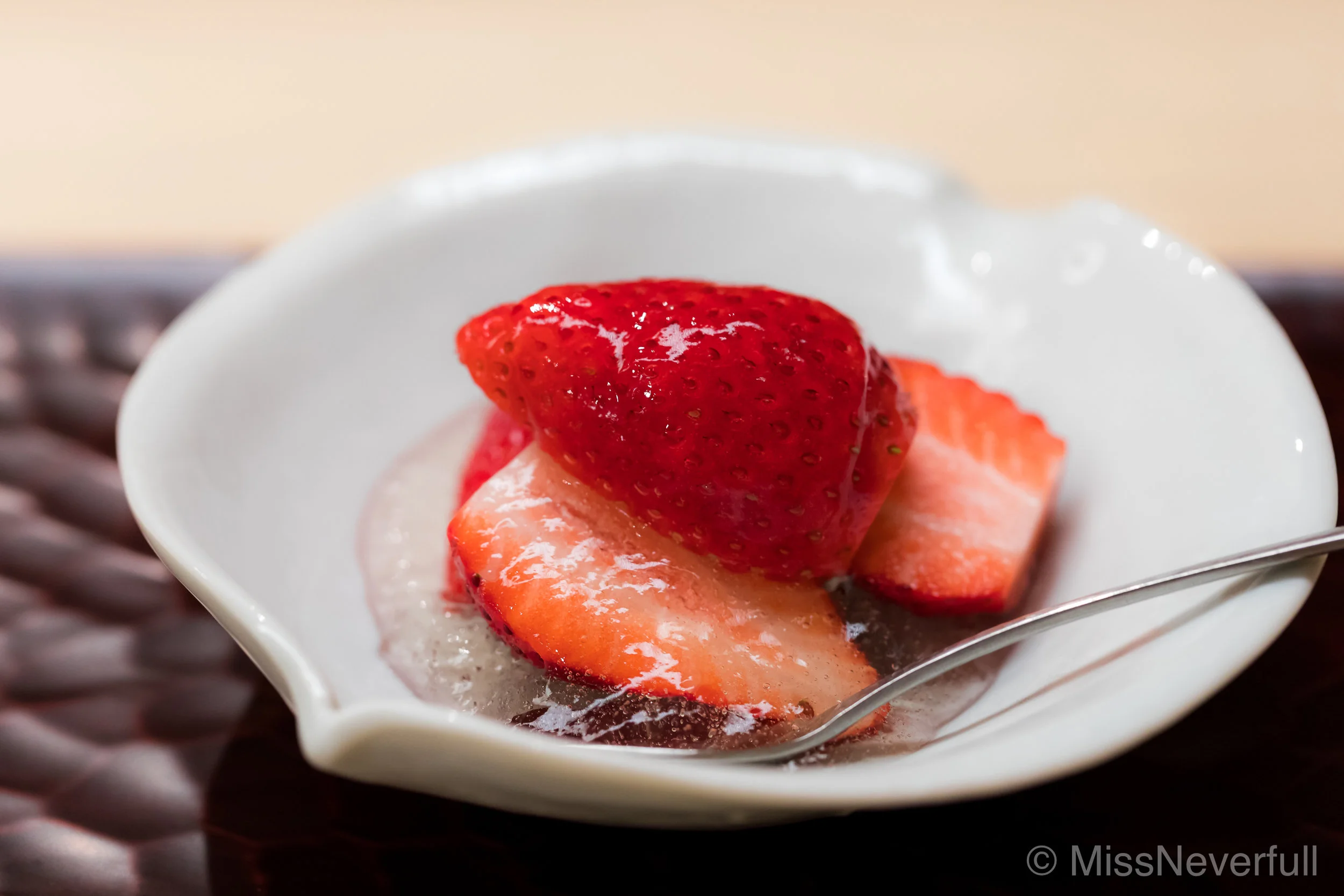 9. Dessert: Gunma Yayuhime, strawberry, white wine