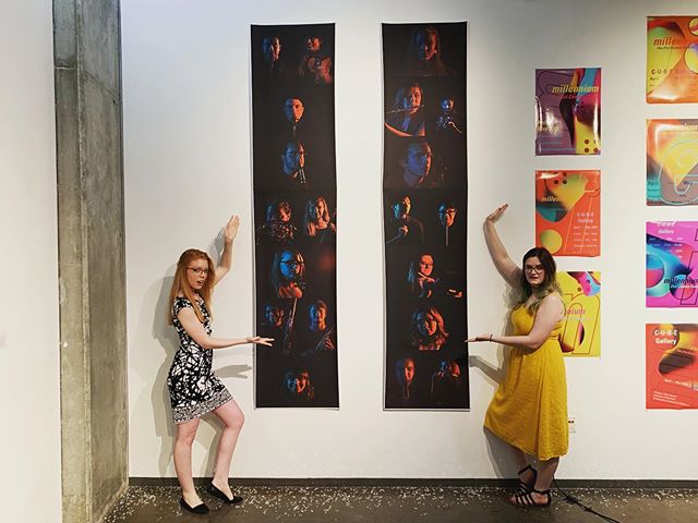 Vana White ain&rsquo;t got nothin&rsquo; on us! Millennium&rsquo;s composer/songwriter Kelly Catlin and graphic artist Clare Nunley show off their form at the Graphic Design BFA exit show where Millennium also performed &ldquo;The Wild Ones.&rdquo; .