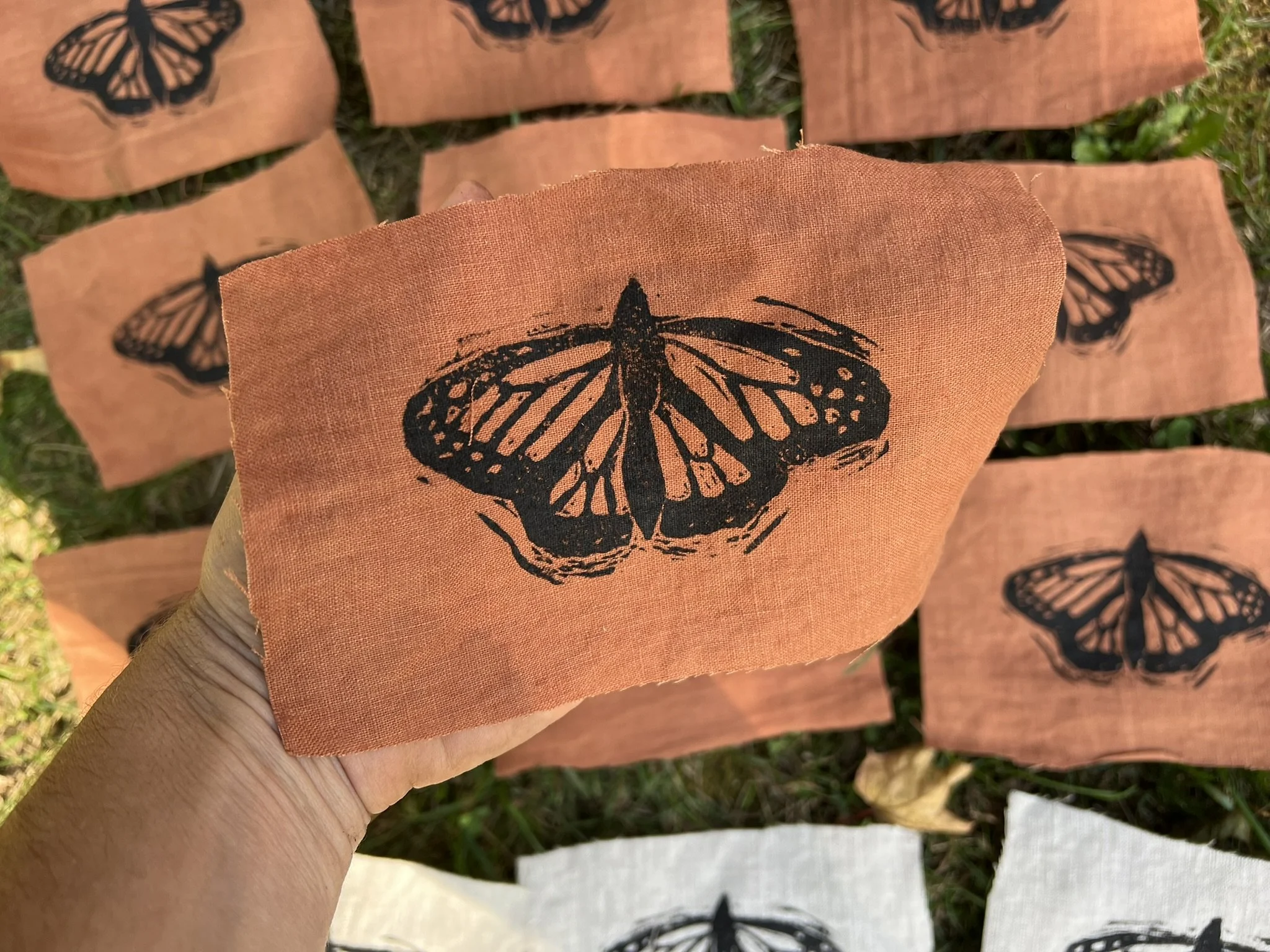 block print monarch butterfly patch