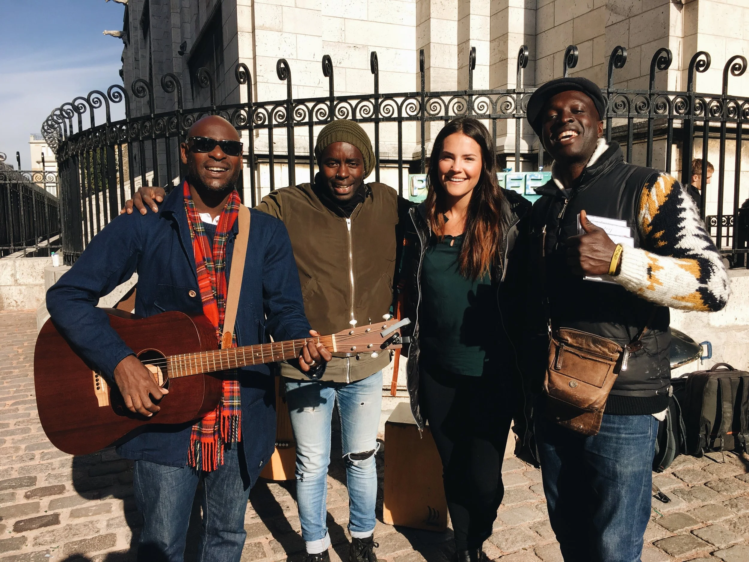 With the street musicians who had voices of angels!