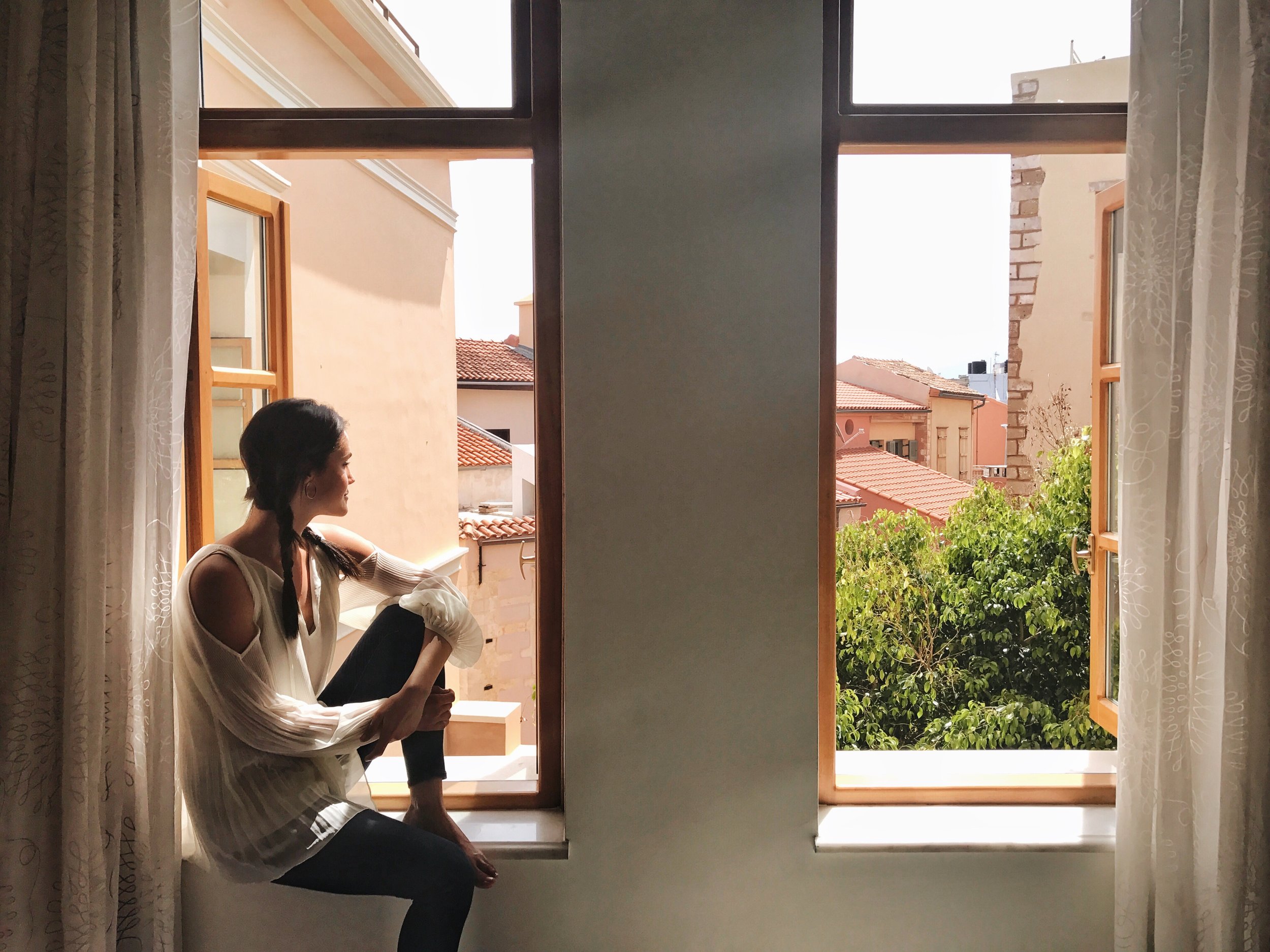 The windows in our lovely room, overlooking the courtyard