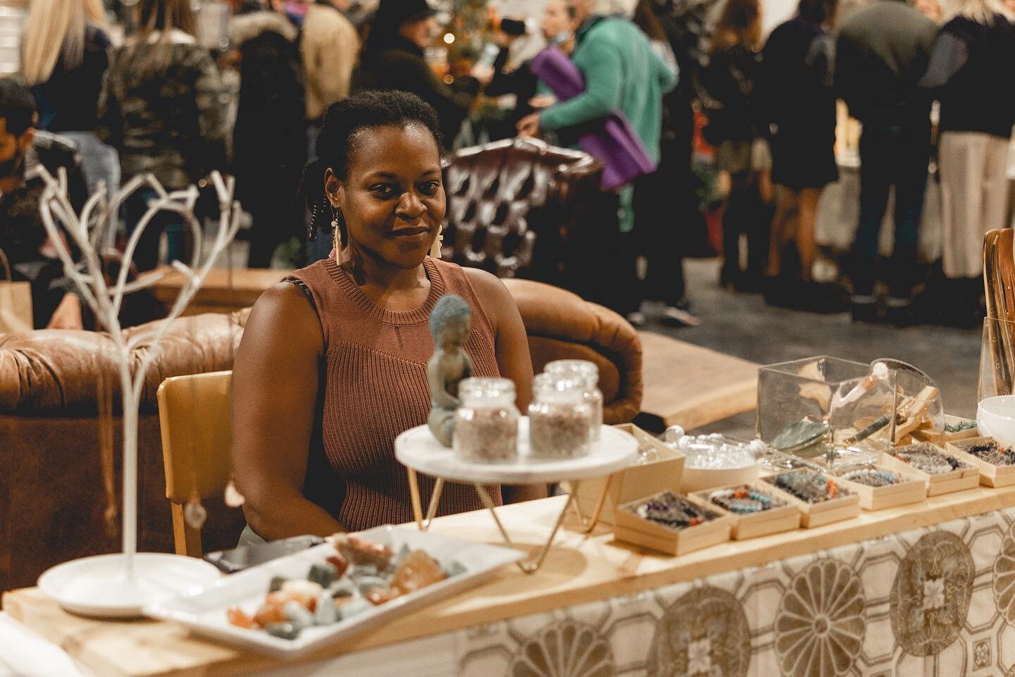 🎄💡✨ HOLIDAY MARKET SPOTLIGHT&mdash; @anikaame !!! Anika Ame holds space through yoga, workshops, and a mindfully curated collection of sacred goods and tools for self care. ⁣She will return tomorrow to the Holiday Night Market! Stop by her table an