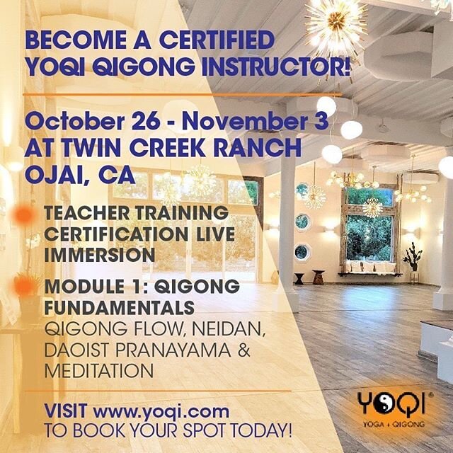 I have faith that the world will heal soon and we can gather again. The YOQI San Louis Obispo M1 immersion is sold out, so we added another option at a private ranch in Ojai! Register at yoqi.com #qigongtraining #qigong #yoqi #yoqiimmersion #yogaqigo
