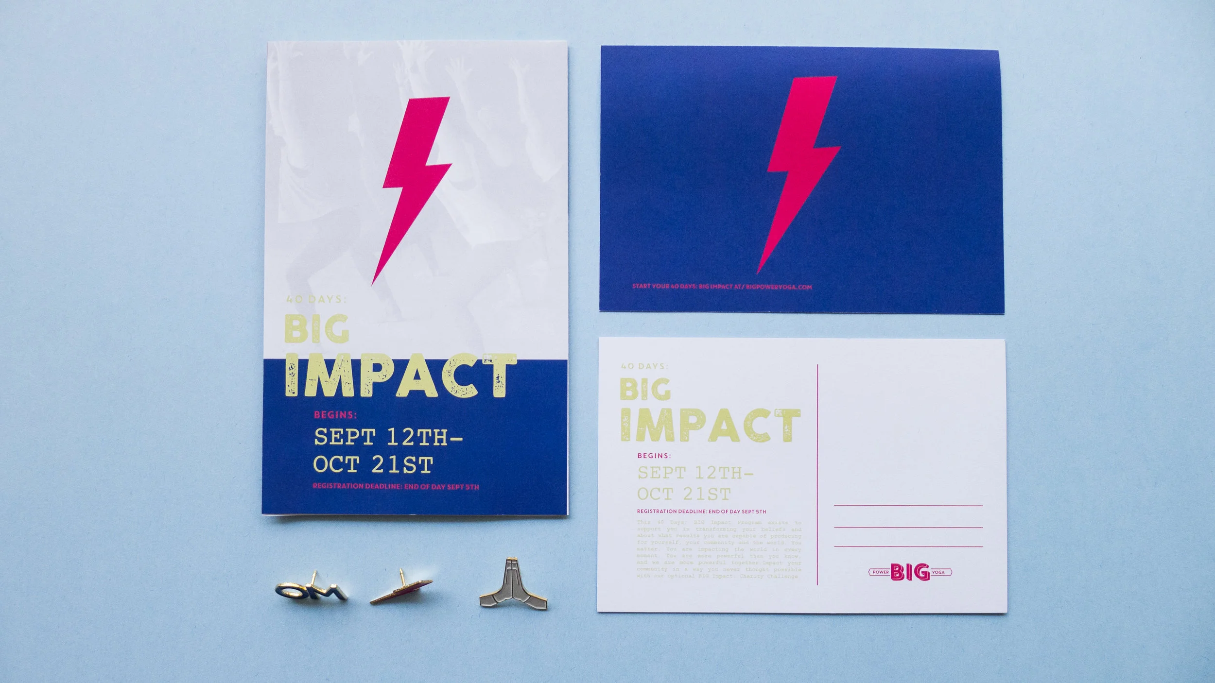 Logo identity and branded marketing collateral for a 40 Day yoga program in Houston, TX at BIG .