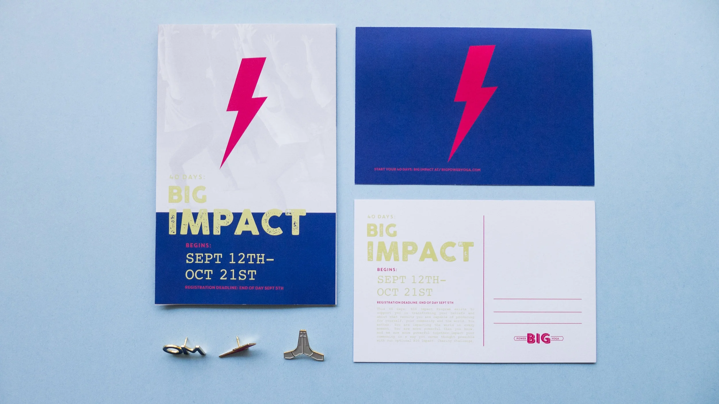Logo identity and branded marketing collateral for a 40 Day yoga program in Houston, TX at BIG .