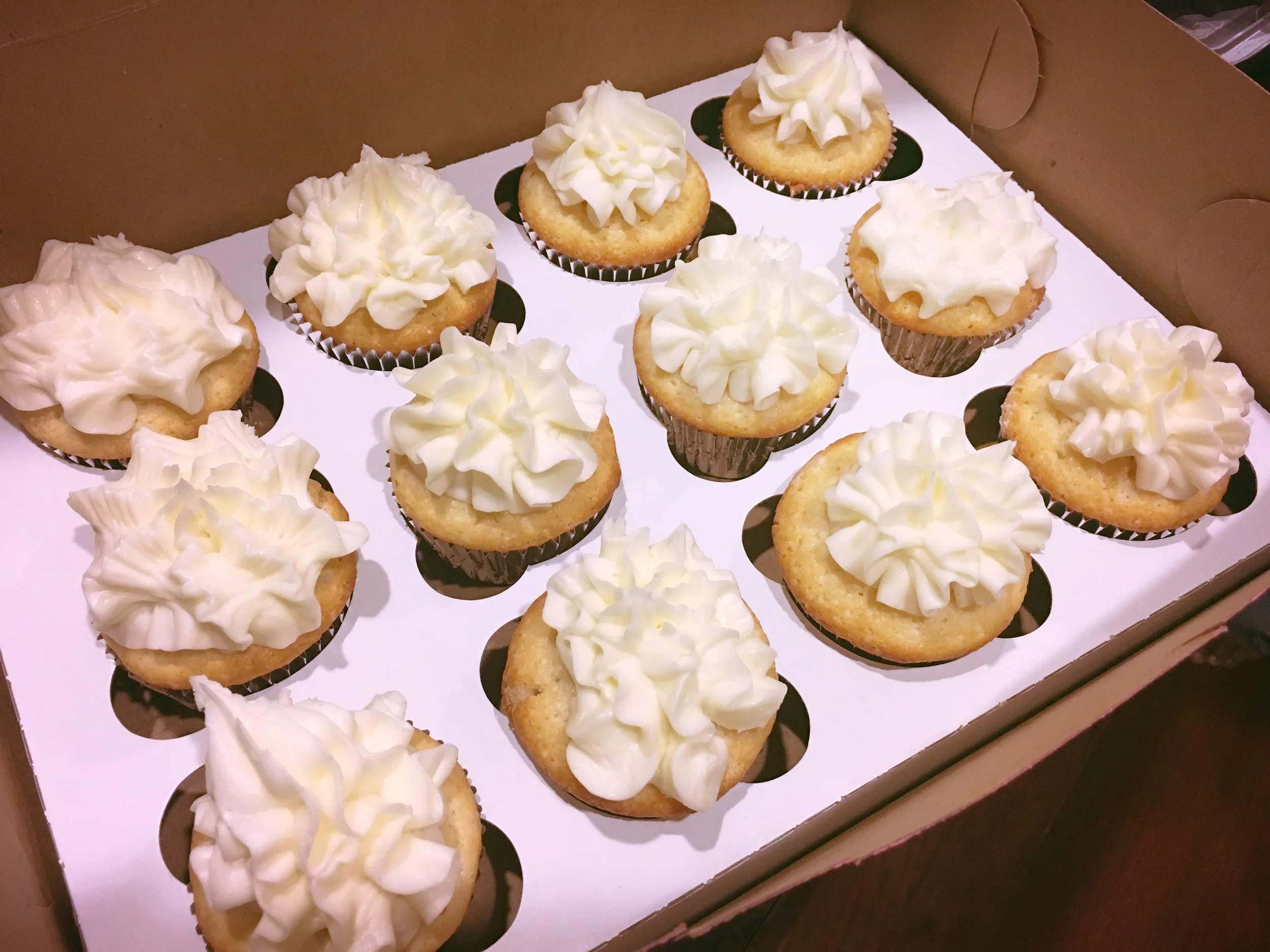 Classic Wedding Cupcakes w/ Raspberry filling