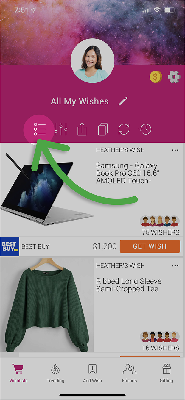 View a Particular Wishlist 1