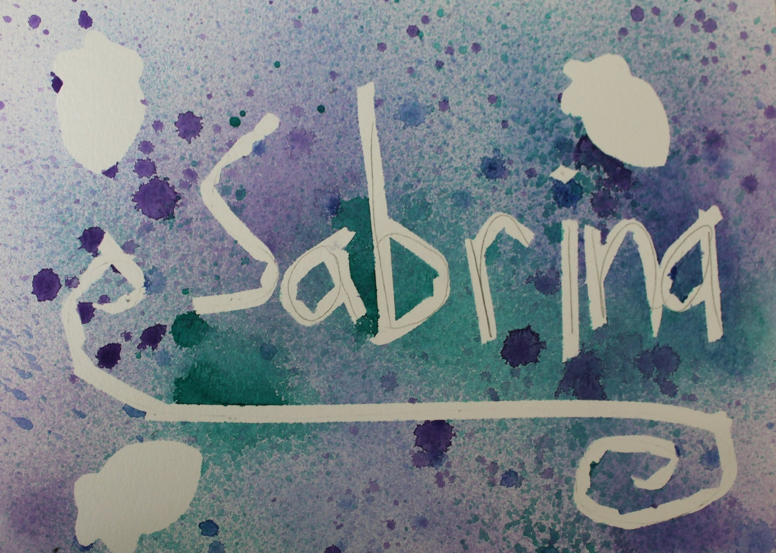 Sabrina, age 7, watercolor "splatter" art