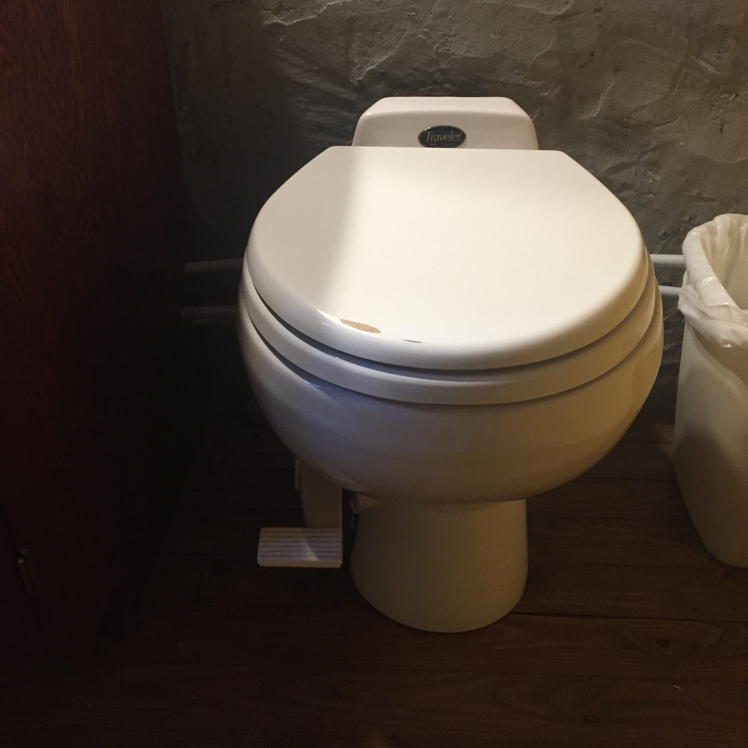 Compost toilet in restroom