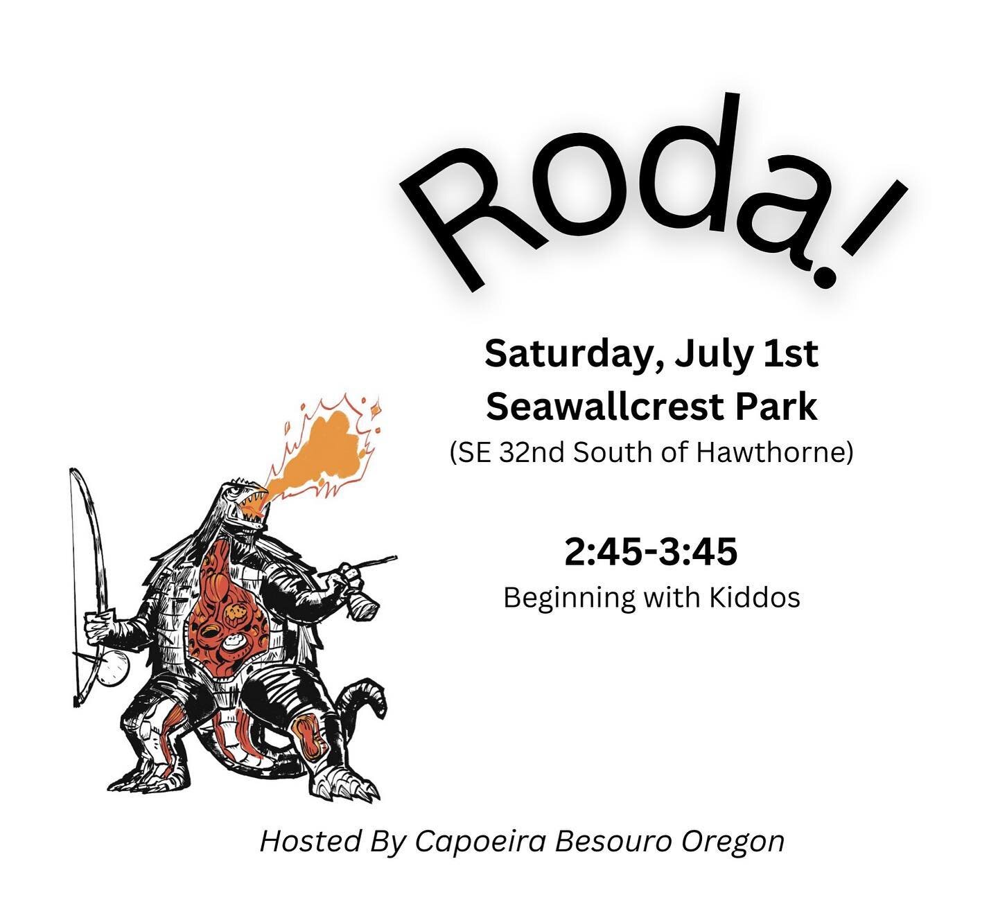 Come join us for a  seawallcrest park Roda this Saturday 2:45! Bringing children is encouraged.
(SE 32nd, just south of Hawthorne)
#kidscapoeira #oregoncapoeira #portlandcapoeira #capoeirabesouro