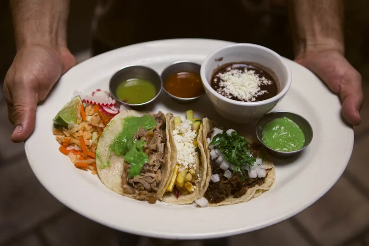 Plated New Mexican tastings on the Sip and Savor Historic Plaza food tour, Santa Fe