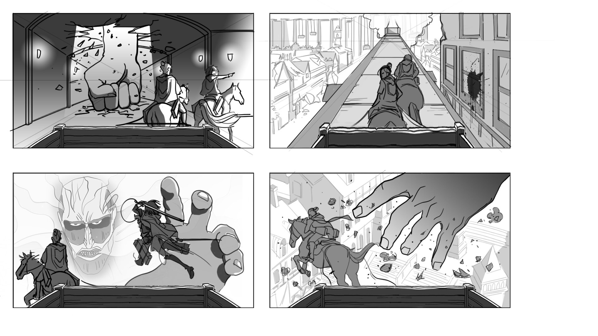  Storyboards for key moments in the VR animation 