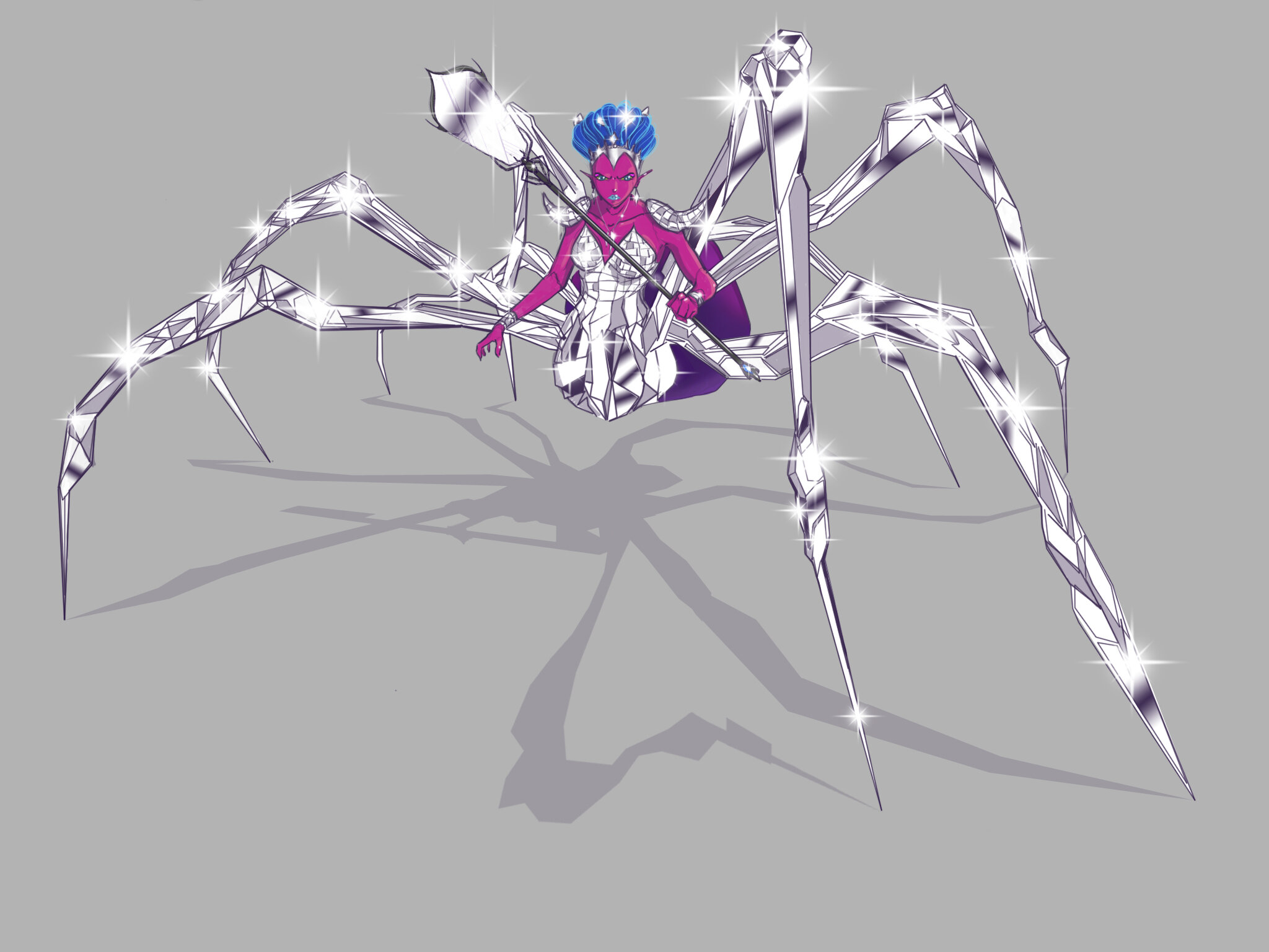  Character design illustration of the show’s villain in her spider form 