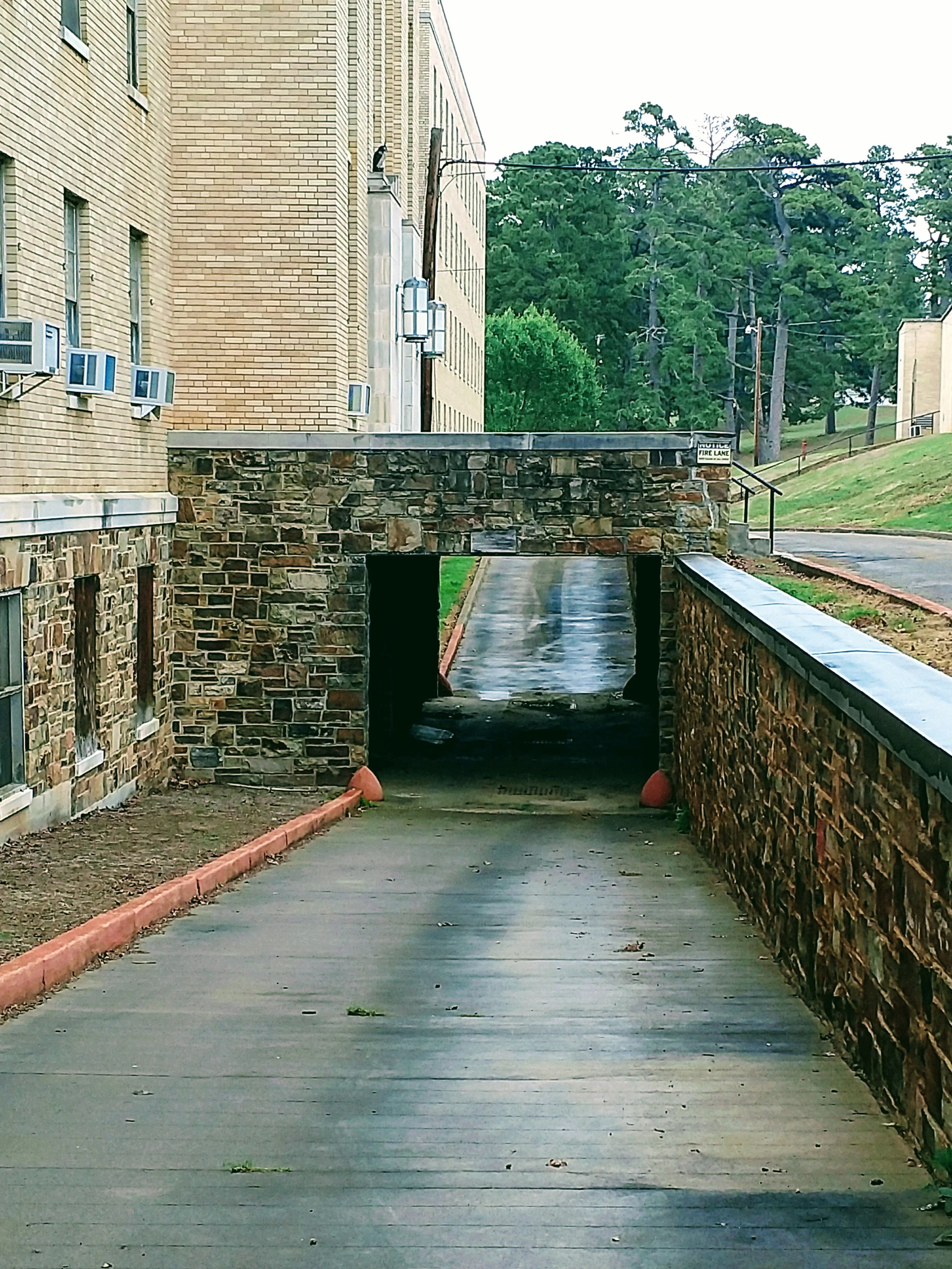 Driveway behind the hospital that was used by the funeral home to pick up bodies.