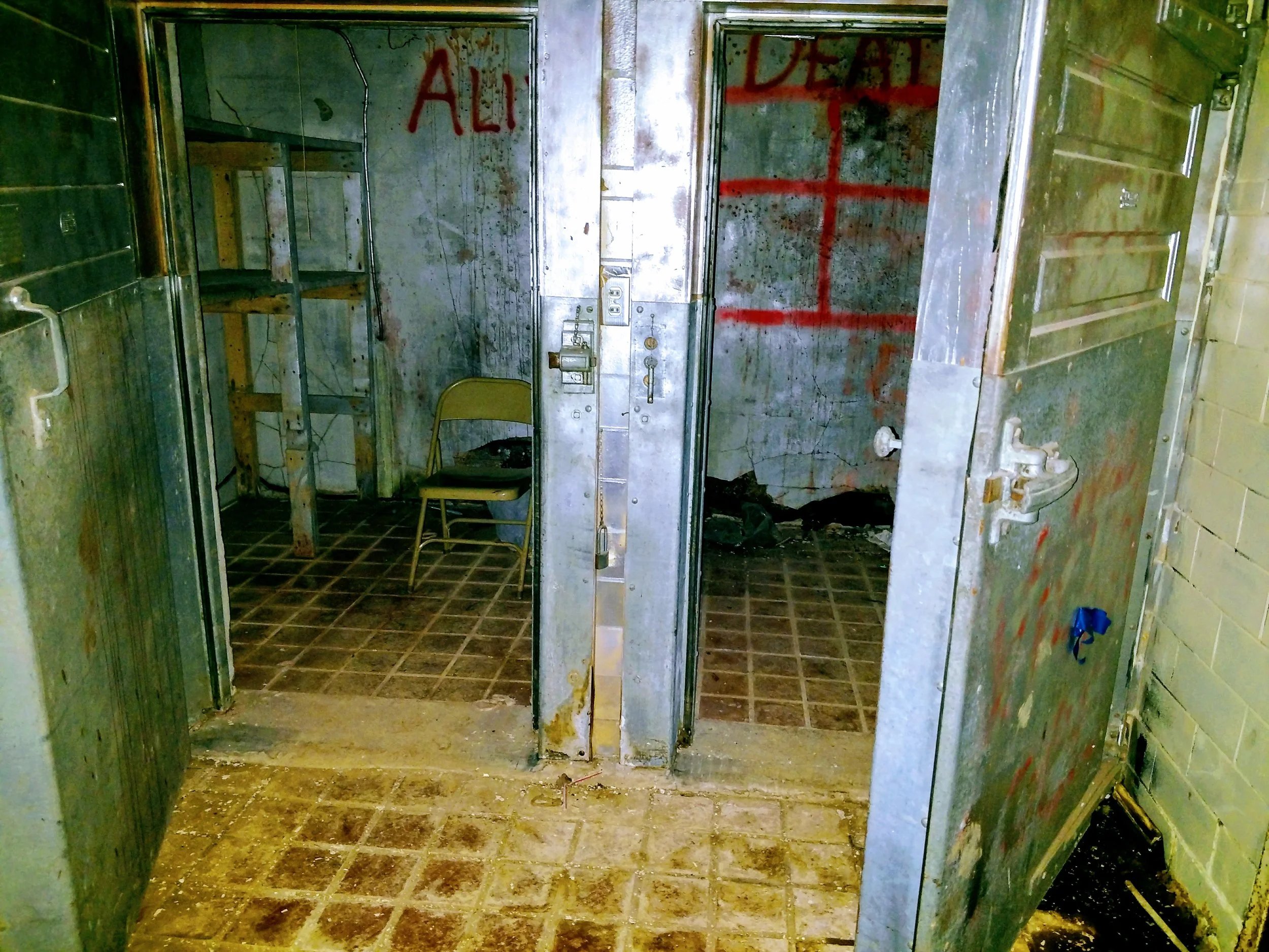 Cooler used to store bodies until they were picked up by the funeral home.
