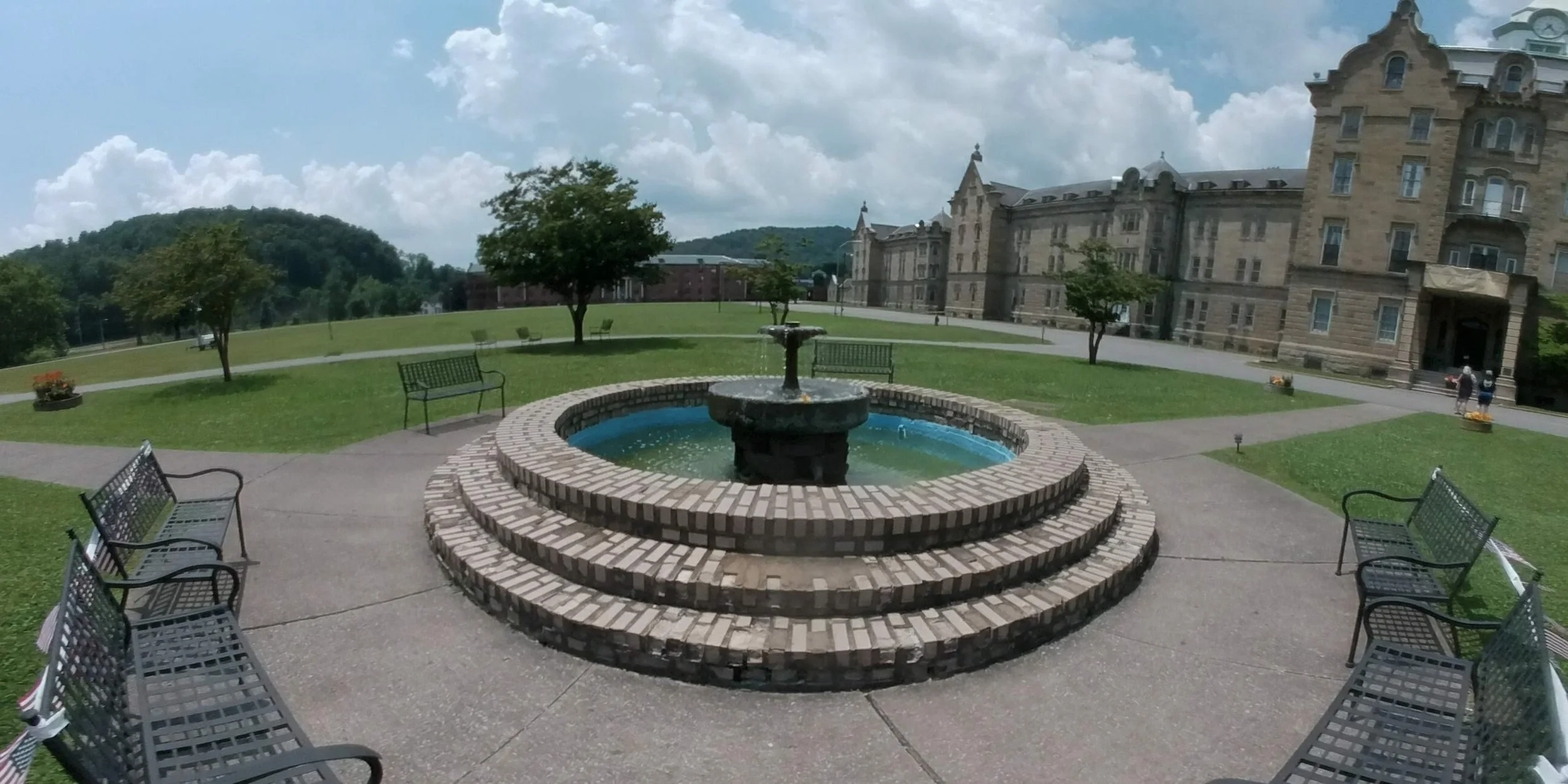 Fountain outside the Trans-Allegheny Lunatic Asylum.