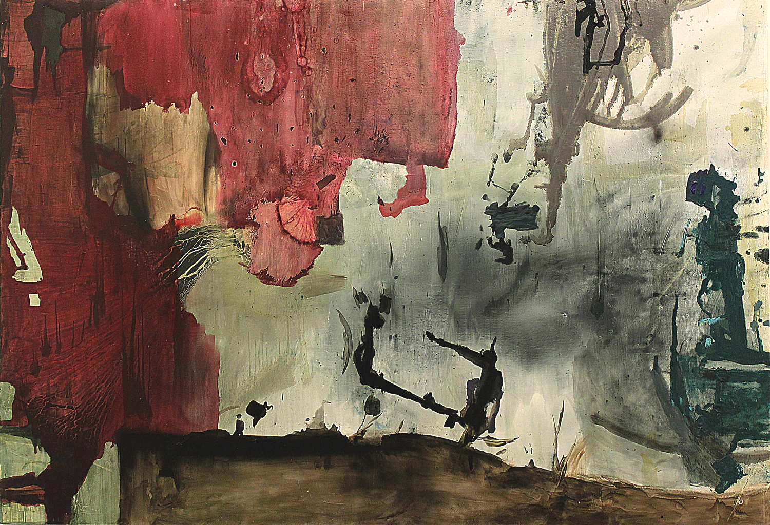 Leaning from dusk until dawn. Oil on canvas. 83" x 127". 2012