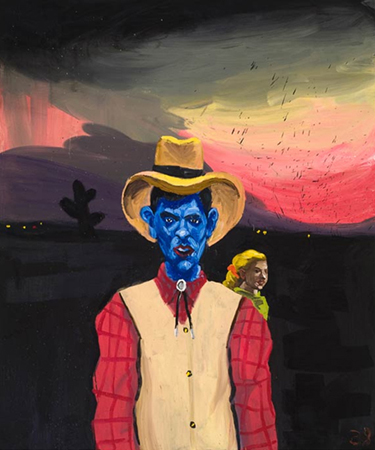 Mclean Edwards' Blue Cowboy, 2010 oil on canvas 183 x 153cm.