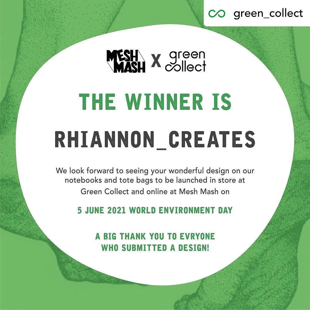 Posted @withregram &bull; @green_collect We are very excited to announce that the winner of our &lsquo;Mesh Mash X Green Collect&rsquo; design competition is @rhiannon.creates 👏👏👏 We love her graphic beetle and can&rsquo;t wait to see it crawling 
