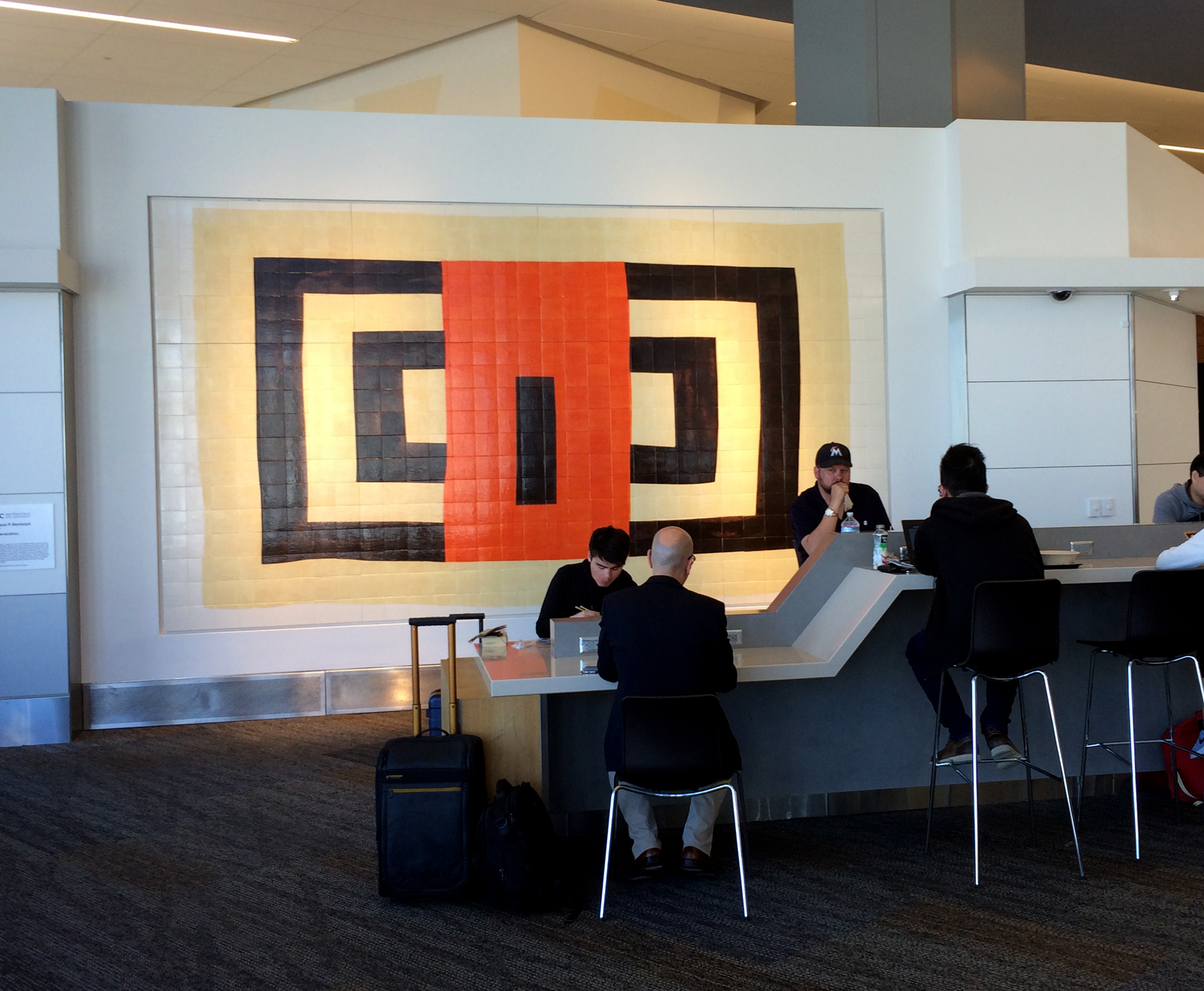 Louisisana Bendolph': New Generation, (2015). Glazed ceramic tile, 9' x 16'. Commissioned by the San Francisco Arts Commission. Illuminates a lobby at the San Francisco International Airport. See Full Story>