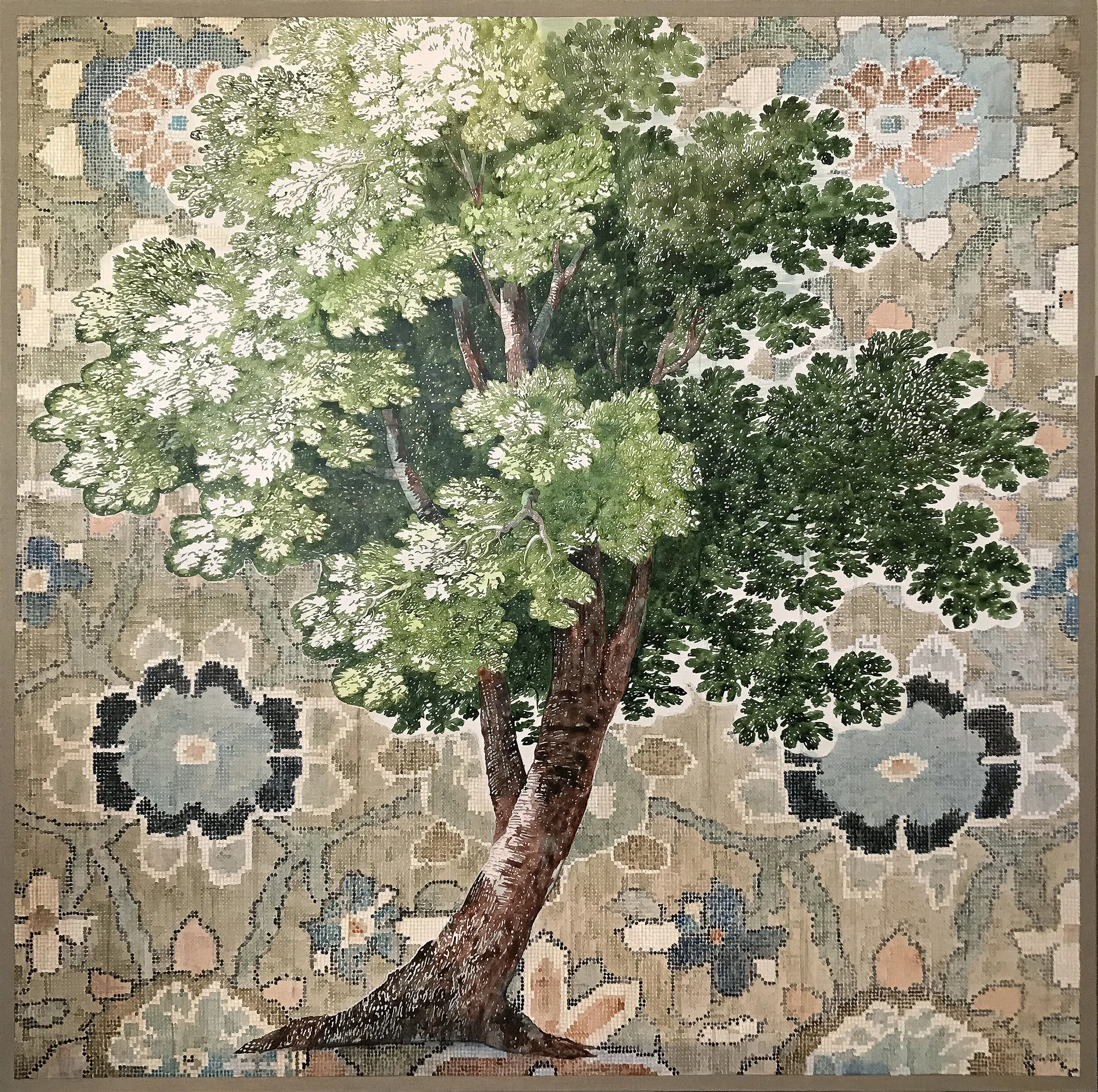 DEEPLY ROOTED , 2020 Acrylic on paper mounted to canvas 60” x 60”SOLD