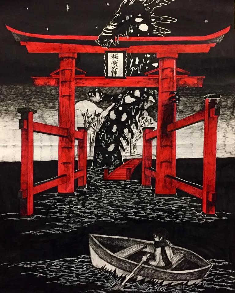 " Sacred Gate", pen and ink, 2016
