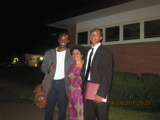   Queen Dorcas is sandwiched between me and Zeke after his junior high school graduation on June 21, 2011 in Valhalla, New York.  