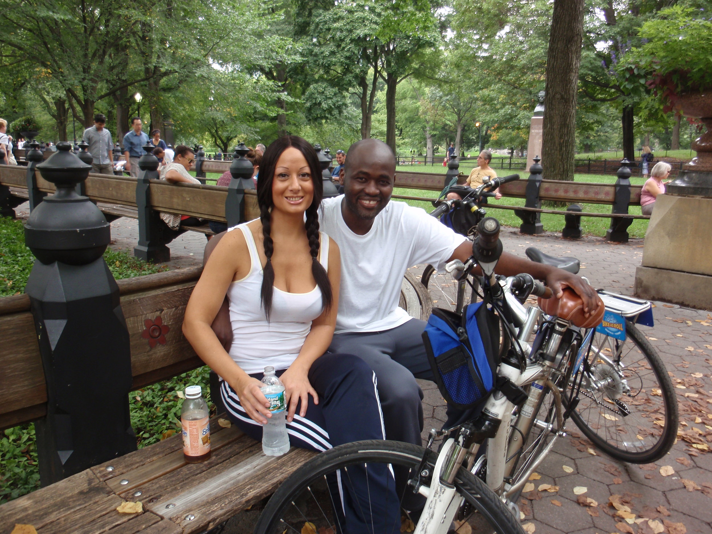   After biking through Central Park, Alexa and I decide to take a break.    