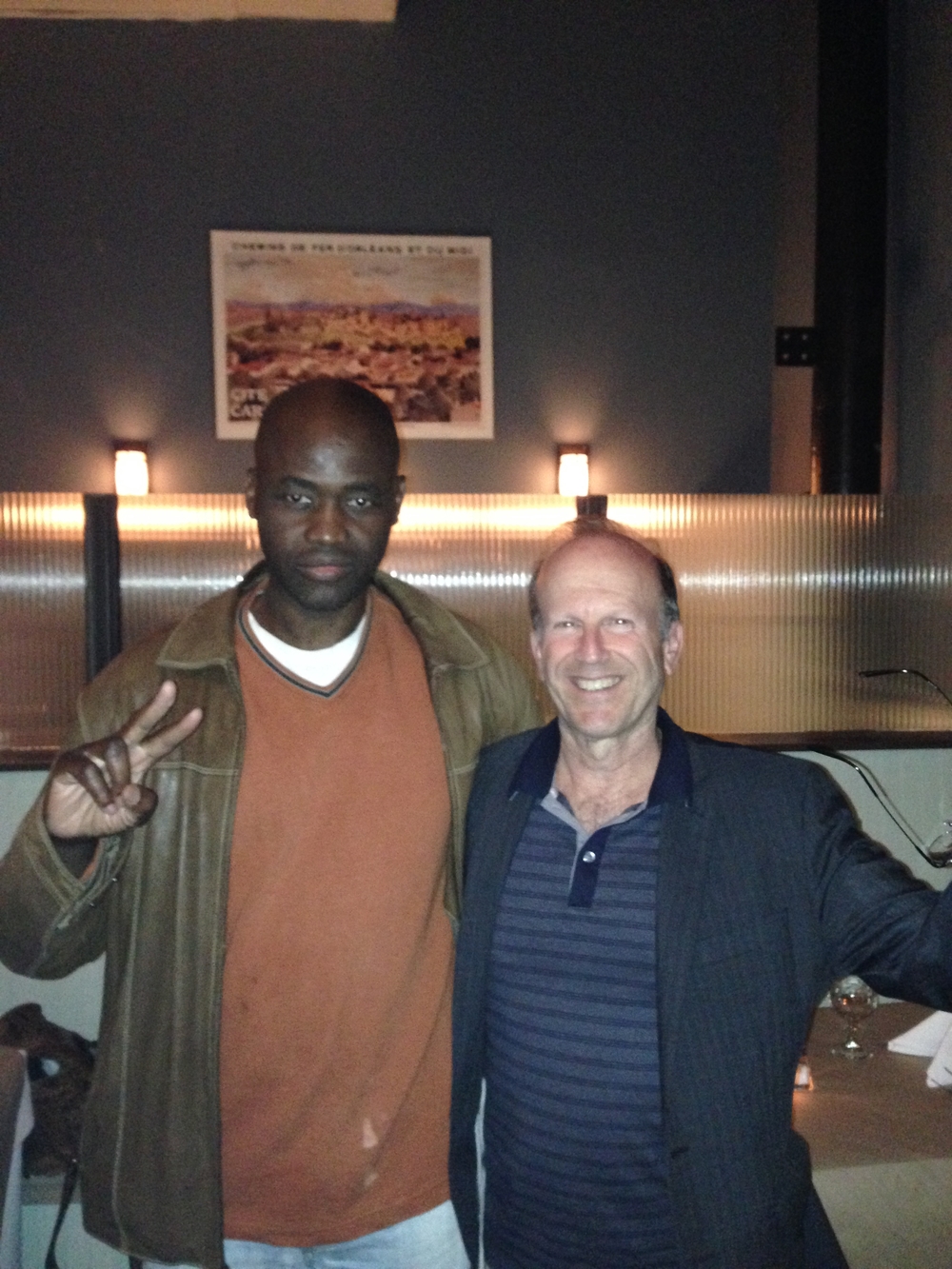 Me and my publishing lawyer, Eric Rayman, before eating at a French restaurant in Greenwich Village during the summer of 2014: We celebrate the completion of my contractual obligations for my first book.