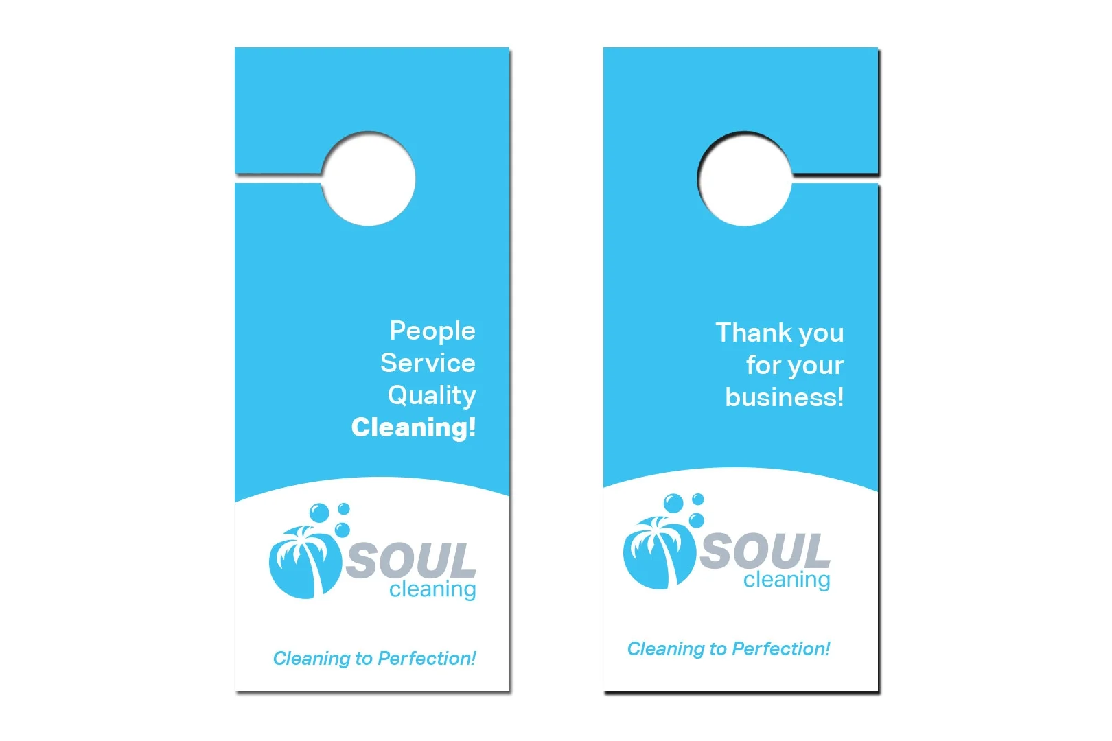 Grab attention with door hangers. Printed on durable cover stock, select from one to full color gloss. 