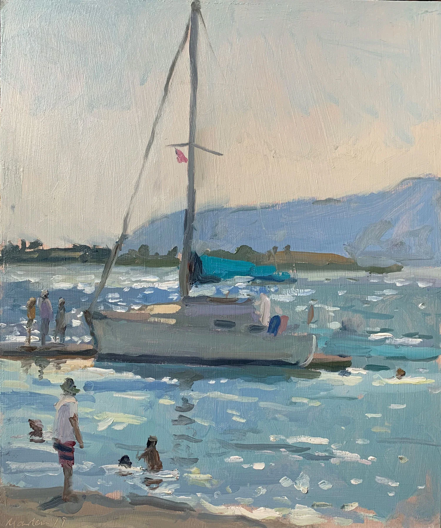 FISHING FROM THE JETTY 2019 | oil on panel | 10x12” £650 (unframed)
