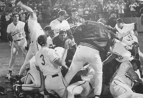 The Blue Rocks celebrate their 1994 Carolina League championship. 