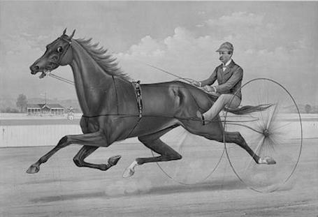  Record-setting driver John E. Turner guided many champions on Delaware tracks. Here he is depicted by Currier & Ives driving the grand trotter Edwin Thorne. 
