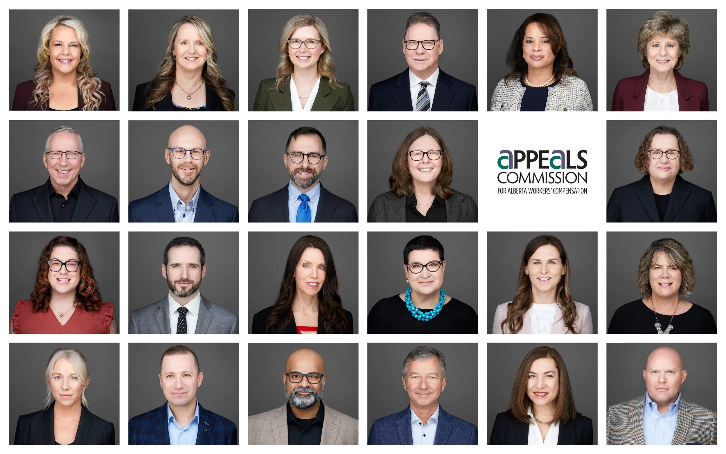Team headshot grid for Appeals Commission for Alberta Workers' Compensation, corporate headshots Edmonton