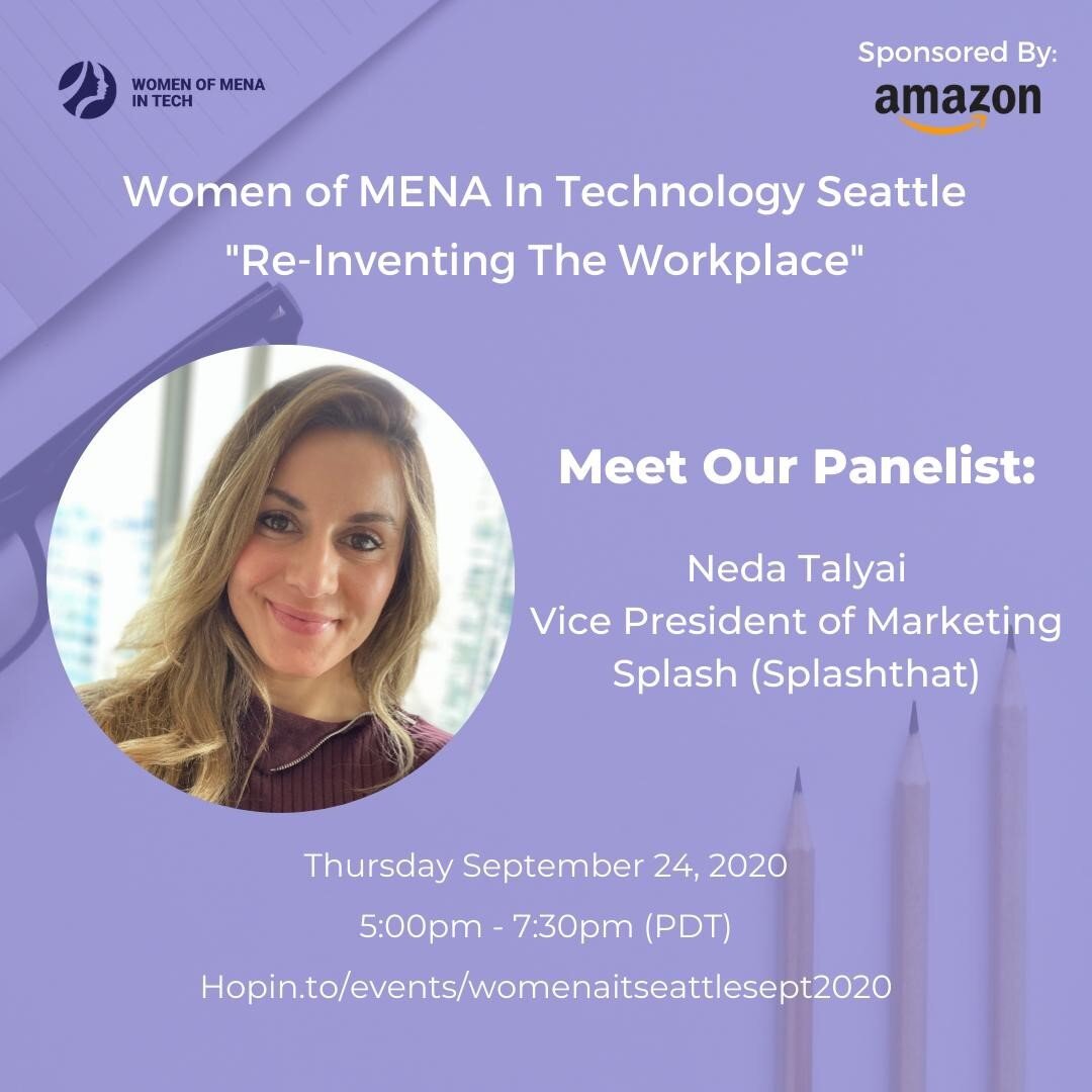 ✨ ⁠Join Women Of MENA In Technology Seattle for our September 2020 online event hosted on Thursday, September 24th from 5:00 pm - 7:30 pm (PDT) with a networking session and panel discussion on &quot;Re-inventing The Workplace.&quot;⁠✨ ⁠
⁠
Sponsored 