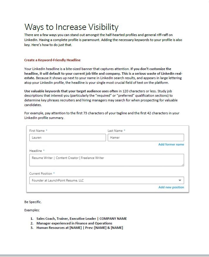 LinkedIn Optimization Starter Kit — LaunchPoint Resume