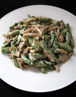 herb ricotta gnocchi with mushrooms