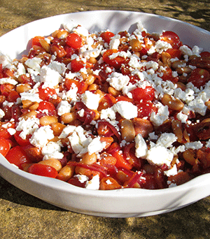 chorizo, feta and tomato salad