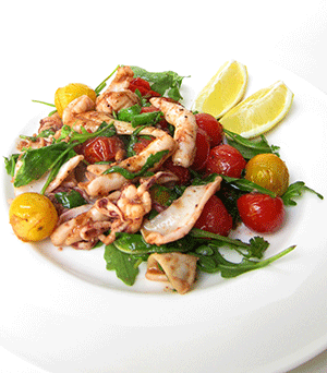 chargrilled squid with fiery salsa verde