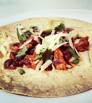 coconut-lime pork tacos with black beans