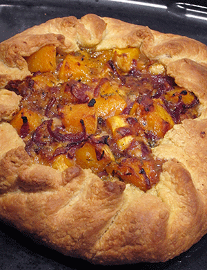 roasted squash and caramelised onion galette