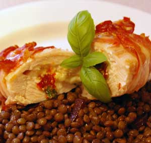 chicken stuffed with basil, mozzarella and oak-roasted cherry tomatoes
