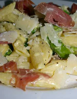 lemon parma ham and asparagus penne