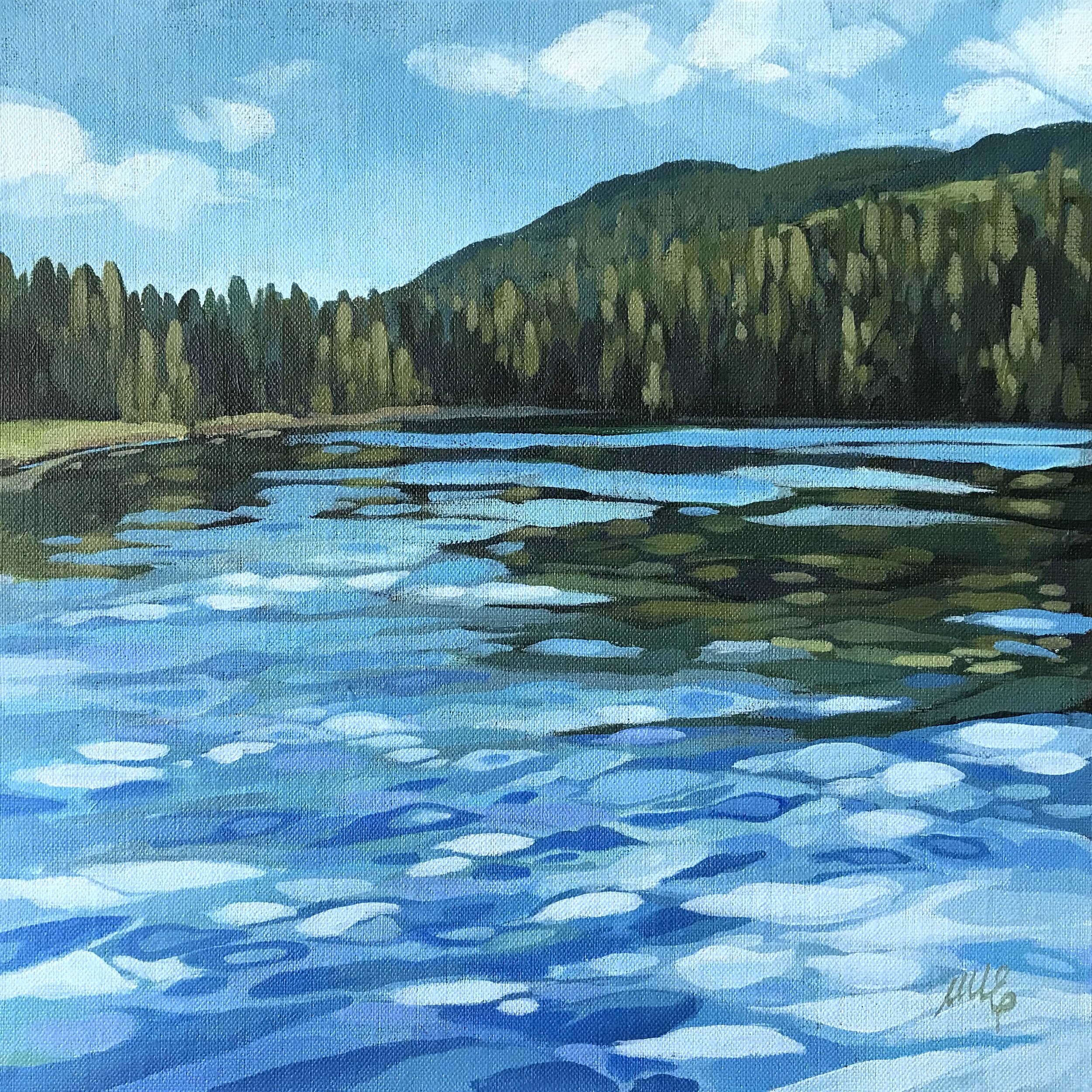 AFTERNOON, SILVER LAKE 12 x 12, acrylic on linen board