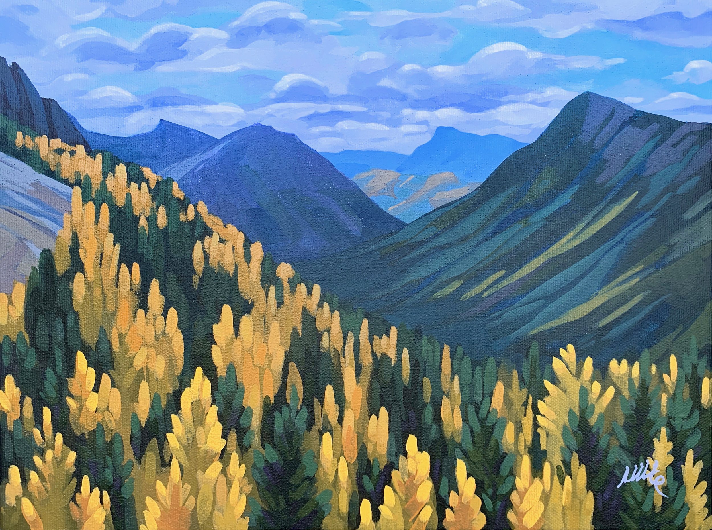 AUTUMN’S ARRIVAL, HIGHWOOD 12 x 9, acrylic on canvas